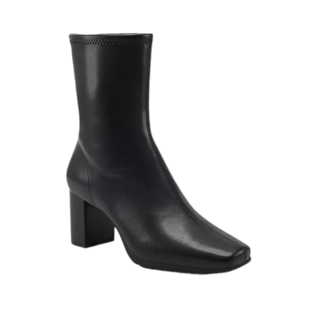 Aerosoles Miley Square Toe Bootie Black Stretch Faux Leather 8.5